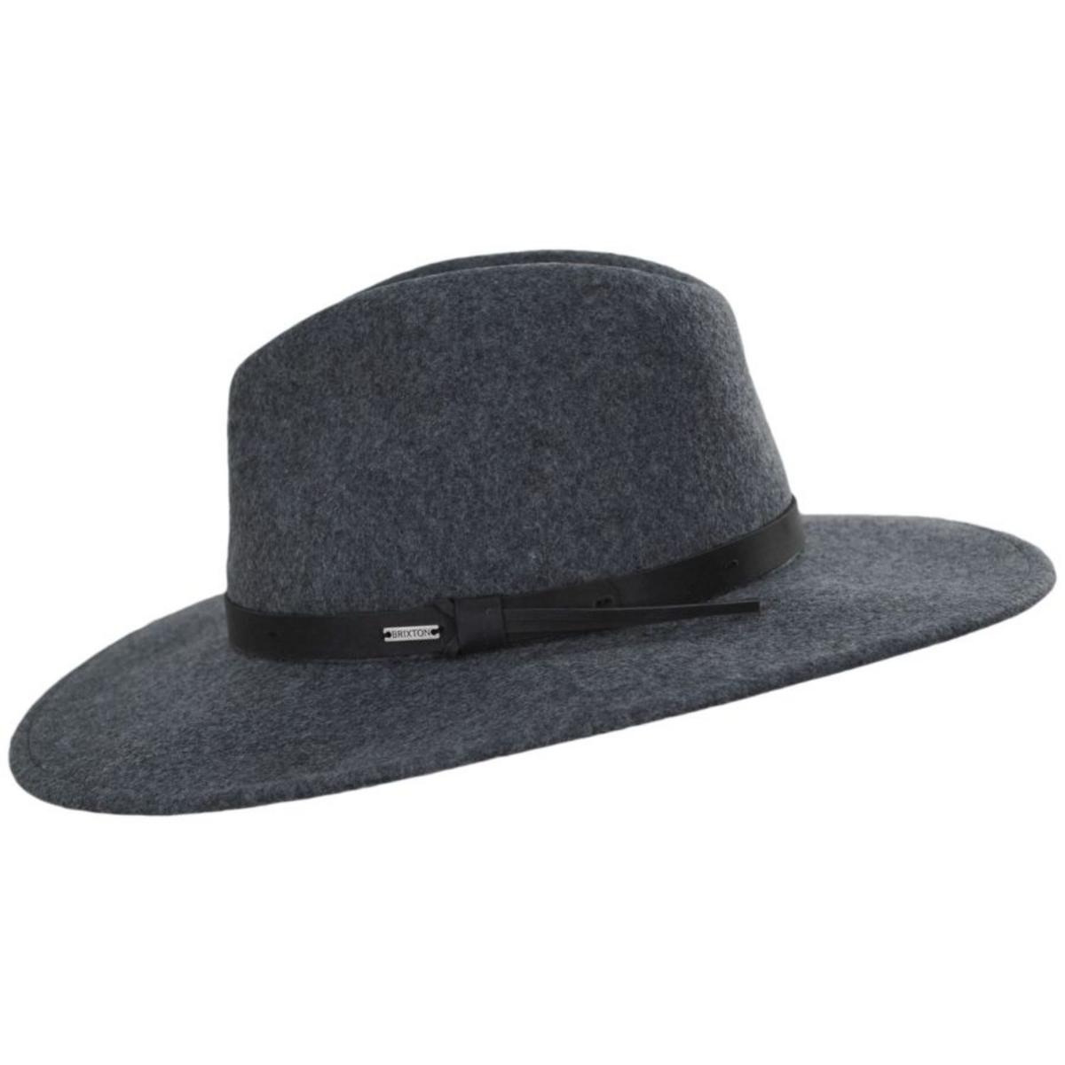 BRIXTON HATS | Field Proper Wool Felt Fedora Hat - Dark Heather Grey | 135647DHG | profile | DARK HEATHER GREY