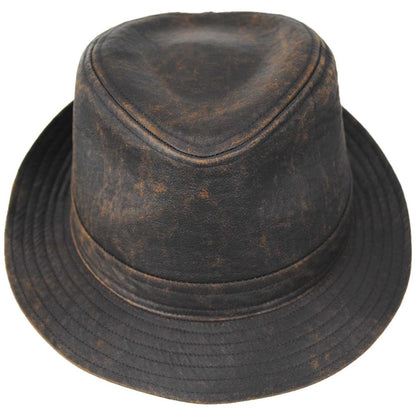 Jaxon Hats | Weathered Cotton Trilby Fedora Hat | 142314 | front | BROWN