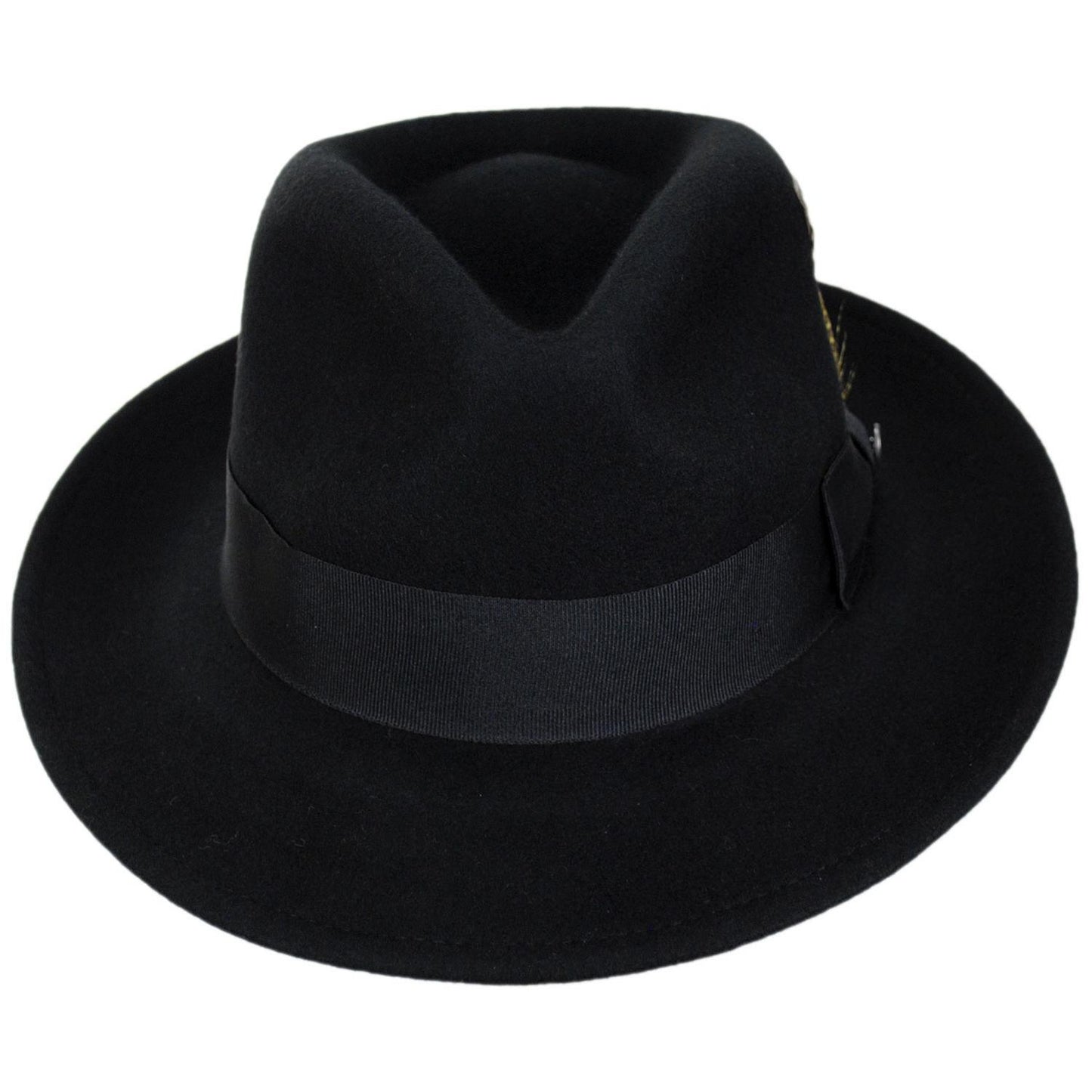 Jaxon Hats | C-Crown Crushable Wool Felt Fedora Hat | 135003 | front | BLACK
