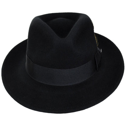 Jaxon Hats | C-Crown Crushable Wool Felt Fedora Hat | 135003 | front | BLACK