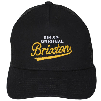 BRIXTON HATS | Postal C Netplus Mesh Trucker Snapback Baseball Cap | 201830 | front | BLACK/BLACK