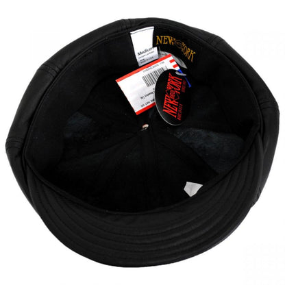 NEW YORK HAT CO | Spitfire Lambskin Leather Newsboy Cap | 161109 | under | BLACK