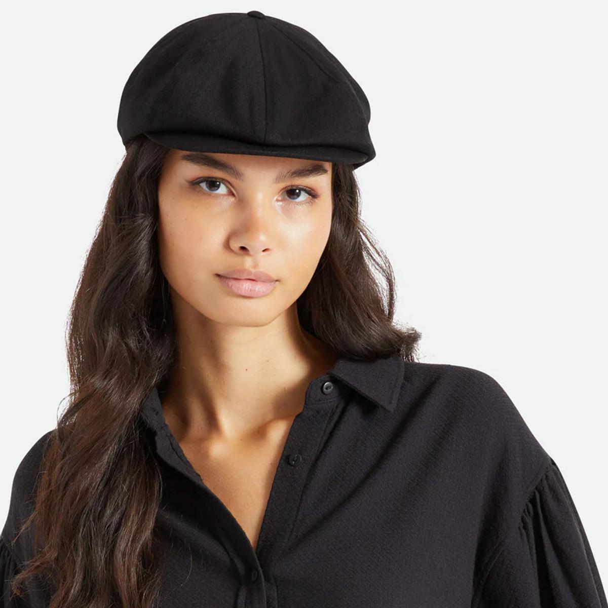 BRIXTON HATS | Brood Cotton Canvas Sherpa Lined Newsboy Cap | 161562 | lsfone | BLACK