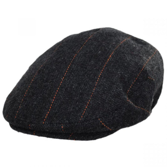 Jaxon Hats | Negroni Herringbone Plaid Wool Blend Ivy Cap | 167557 | lead | DARK GREY