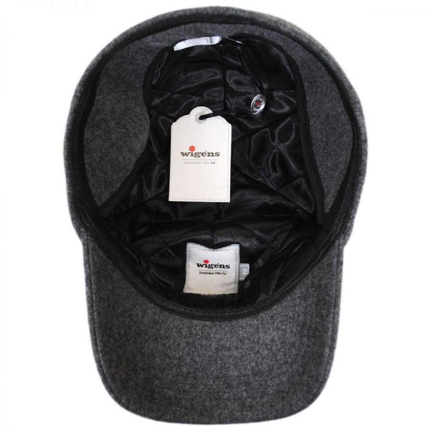 Wigens Caps | Melton Wool Earflap Baseball Cap | 223005 | under | DARK GREY