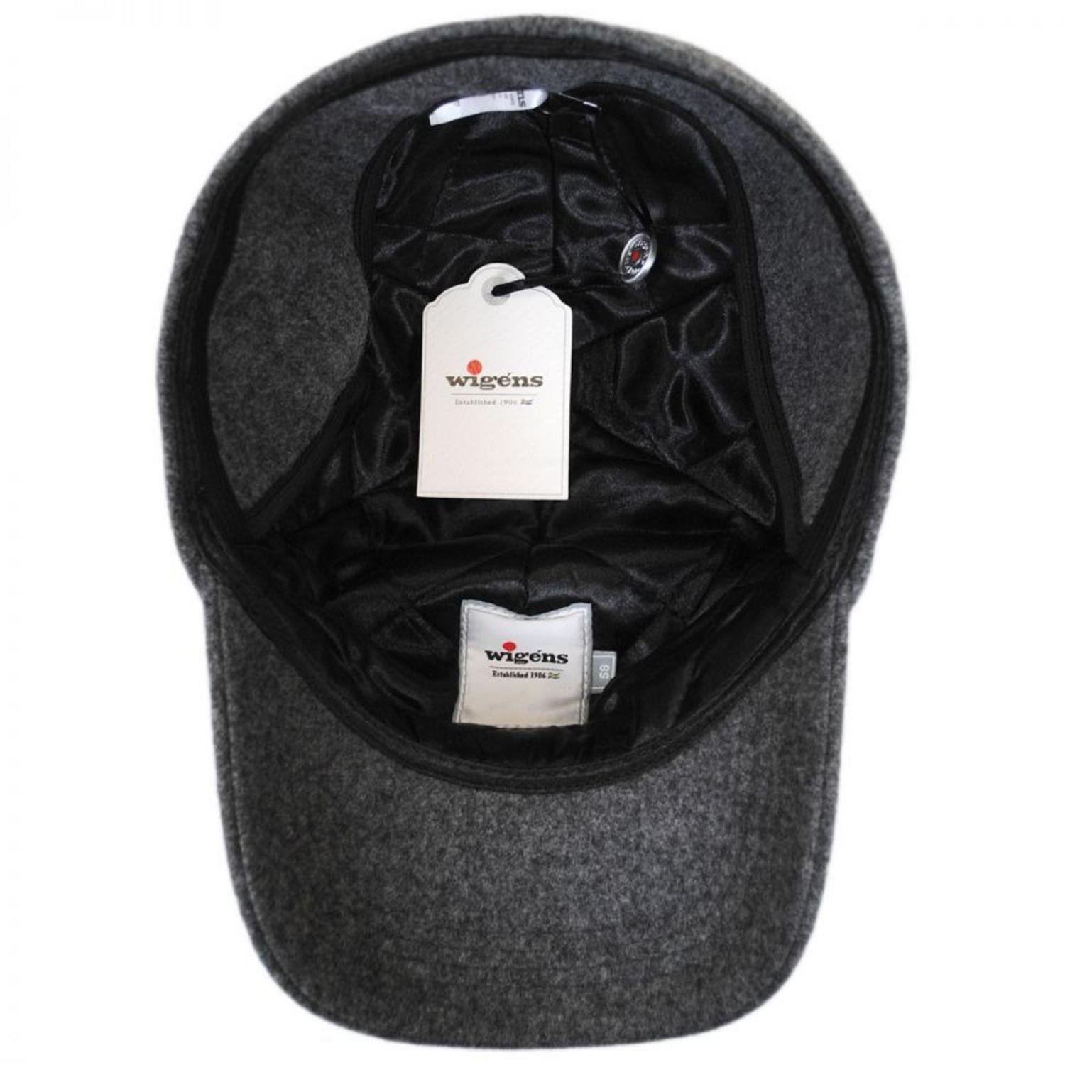 Wigens Caps | Melton Wool Earflap Baseball Cap | 223005 | under | DARK GREY