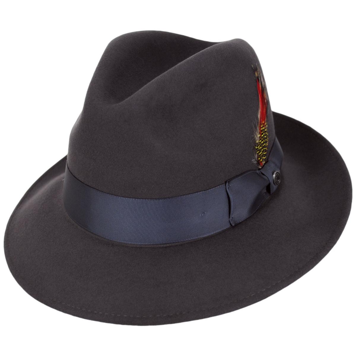 Jaxon Hats | Crosby Fur Felt Fedora Hat | 132070 | lead | GRAY