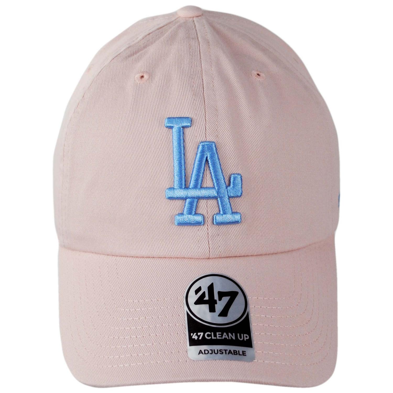 47 Brand | Los Angeles Dodgers MLB Clean Up Strapback Baseball Cap Dad Hat | 203042 | front | PINK