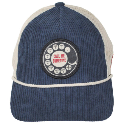 BRIXTON HATS | Call Me Sometime Mesh Trucker Snapback Baseball Cap | 201699 | front | WASHED NAVY CORD