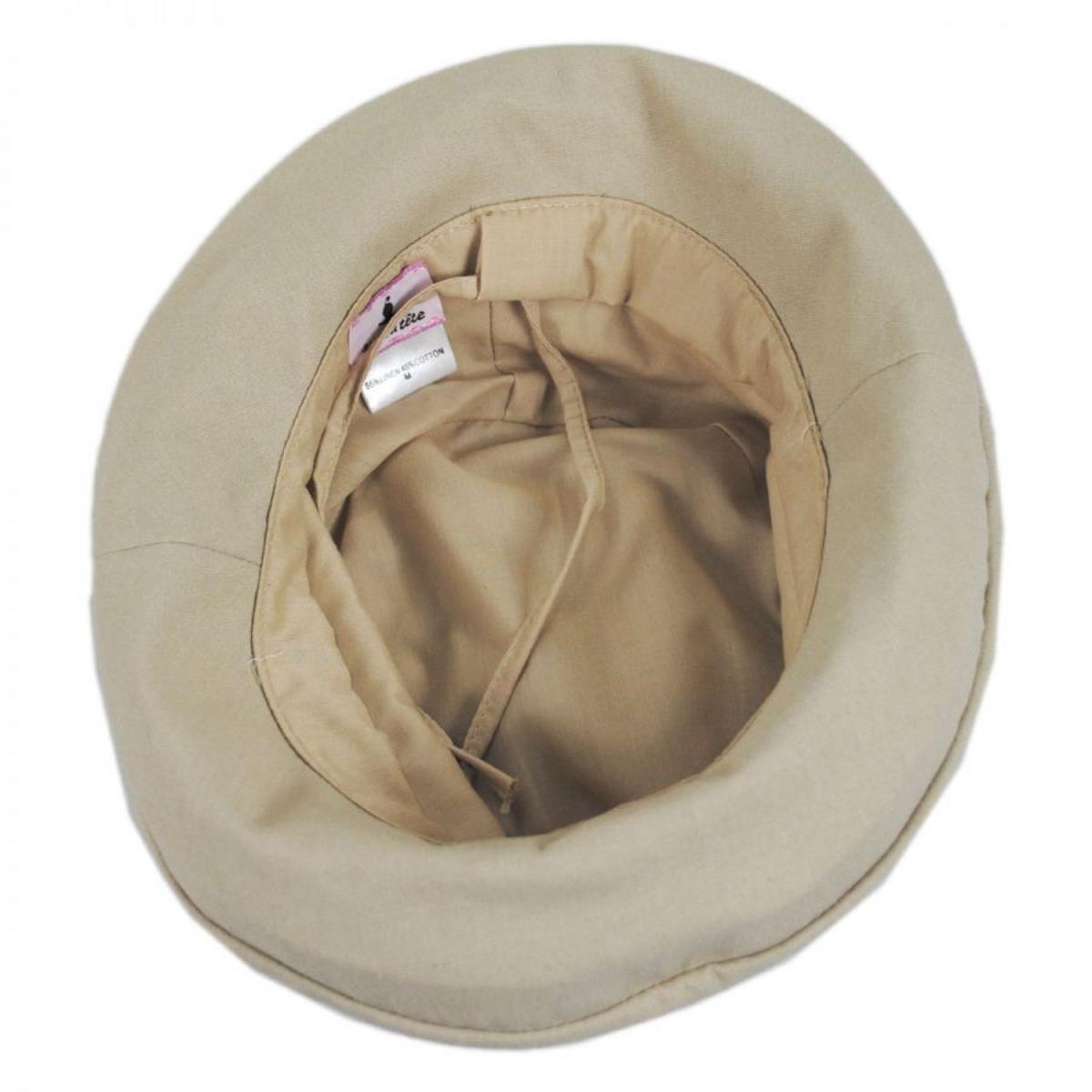 sur la tete | Arbres Linen and Cotton Bucket Hat | 109403 | under | BEIGE
