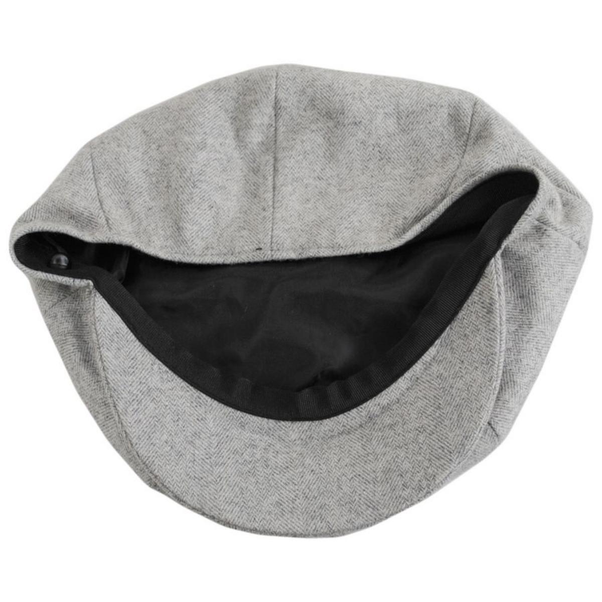 Jaxon Hats | Tecolote Herringbone Wool Blend Newsboy Cap | 167581 | under | SILVER