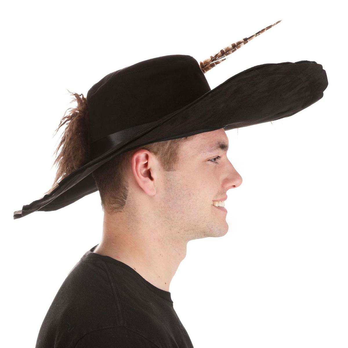 Disney | Pirates of the Caribbean Barbossa Pirate Hat with Feather | 190393 | under | BLACK