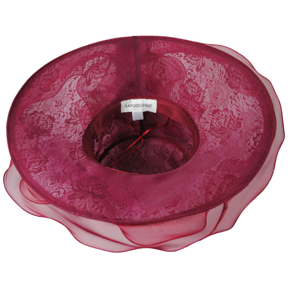 San Diego Hat Company | Organza Lace Boater Dress Hat | 121051 | under | RED