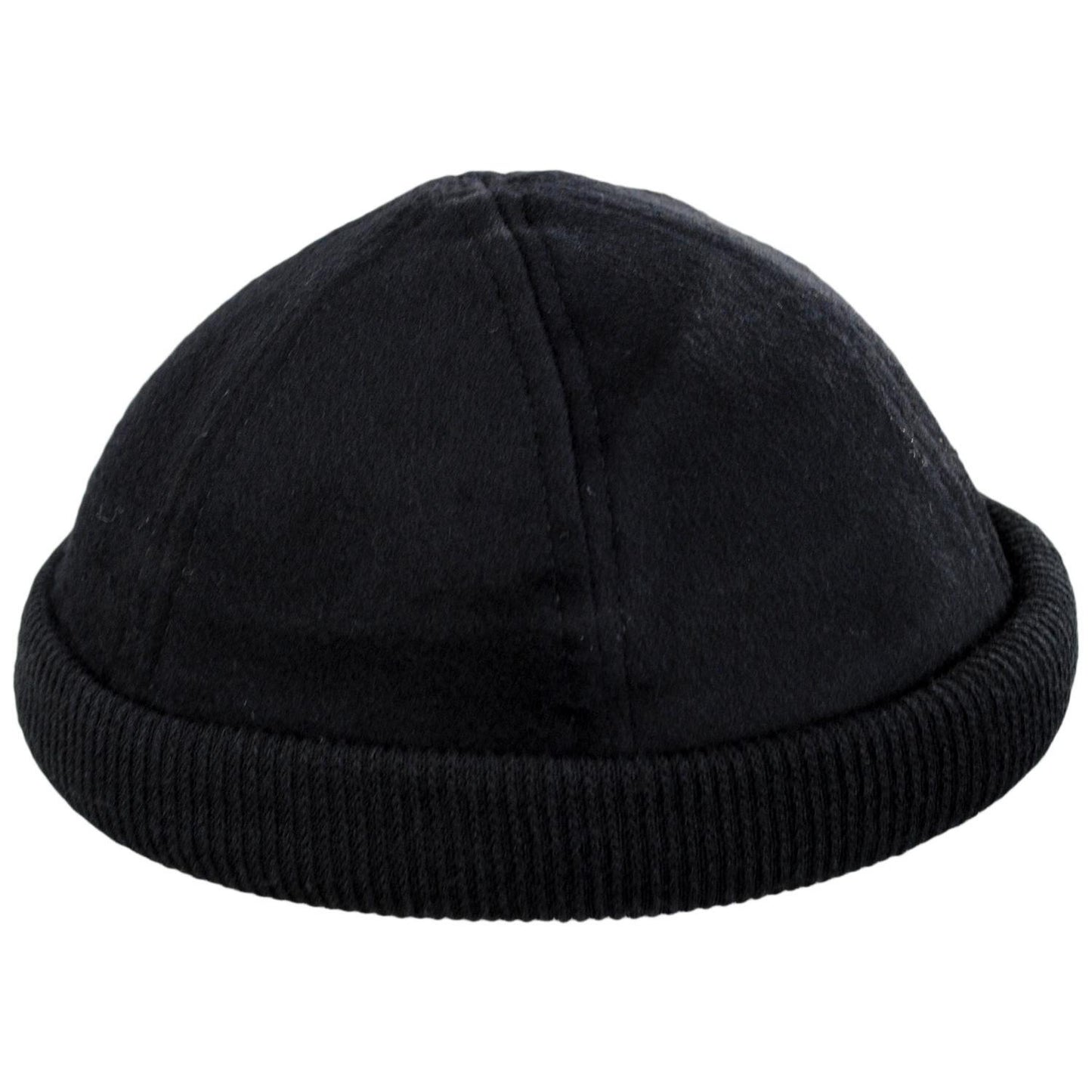 Dorfman Pacific | Skully Melton Wool Blend Skull Cap | 500042 | profile | BLACK