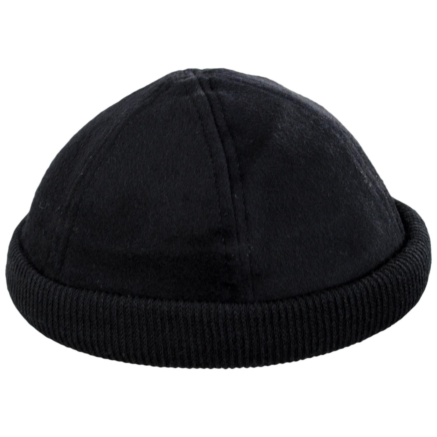Dorfman Pacific | Skully Melton Wool Blend Skull Cap | 500042 | profile | BLACK