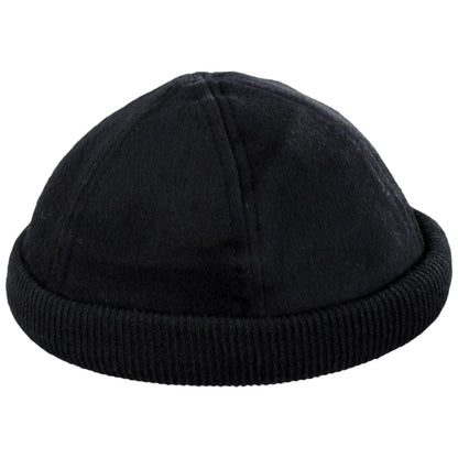 Dorfman Pacific | Skully Melton Wool Blend Skull Cap | 500042 | profile | BLACK