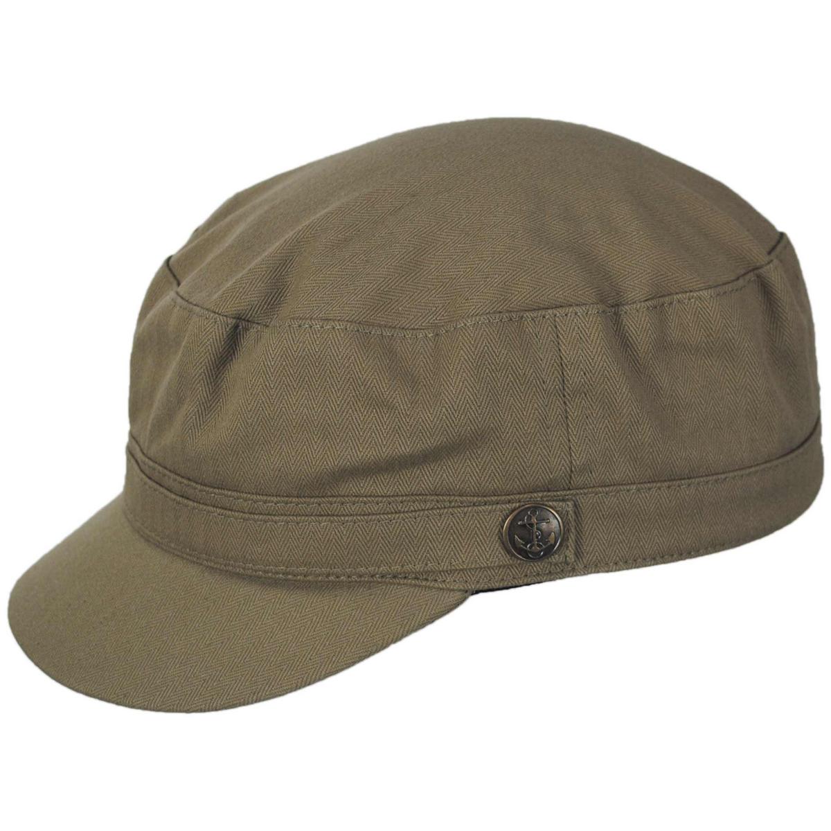 Jaxon Hats | Herringbone Cotton Cadet Cap | 222300 | profile | OLIVE