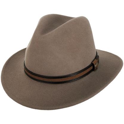 Scala | Shaun Crushable Wool Felt Safari Fedora Hat | 130442 | lead | PUTTY