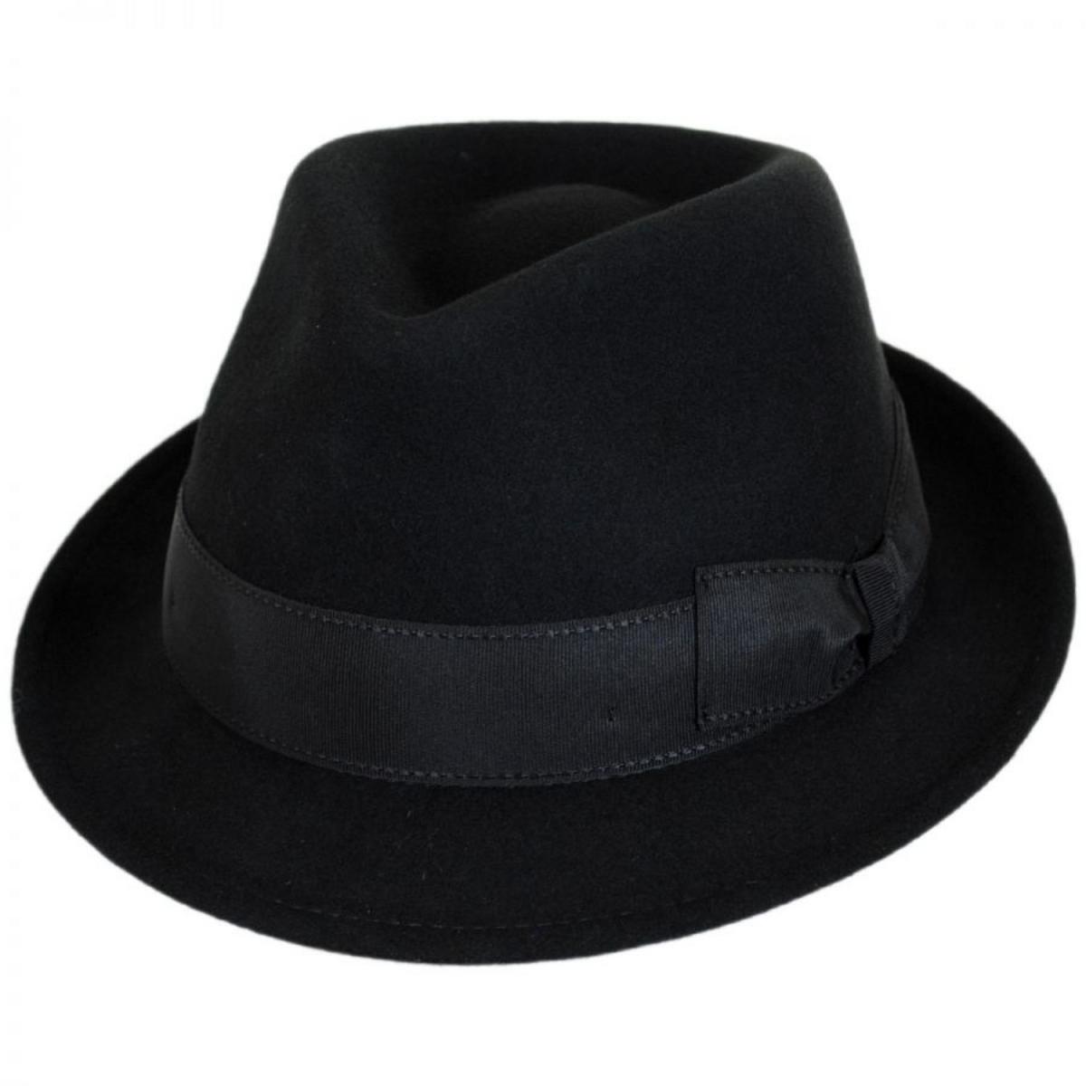 Stefeno Hats | Teardrop Wool Felt Trilby Fedora Hat | 136061 | lead | BLACK