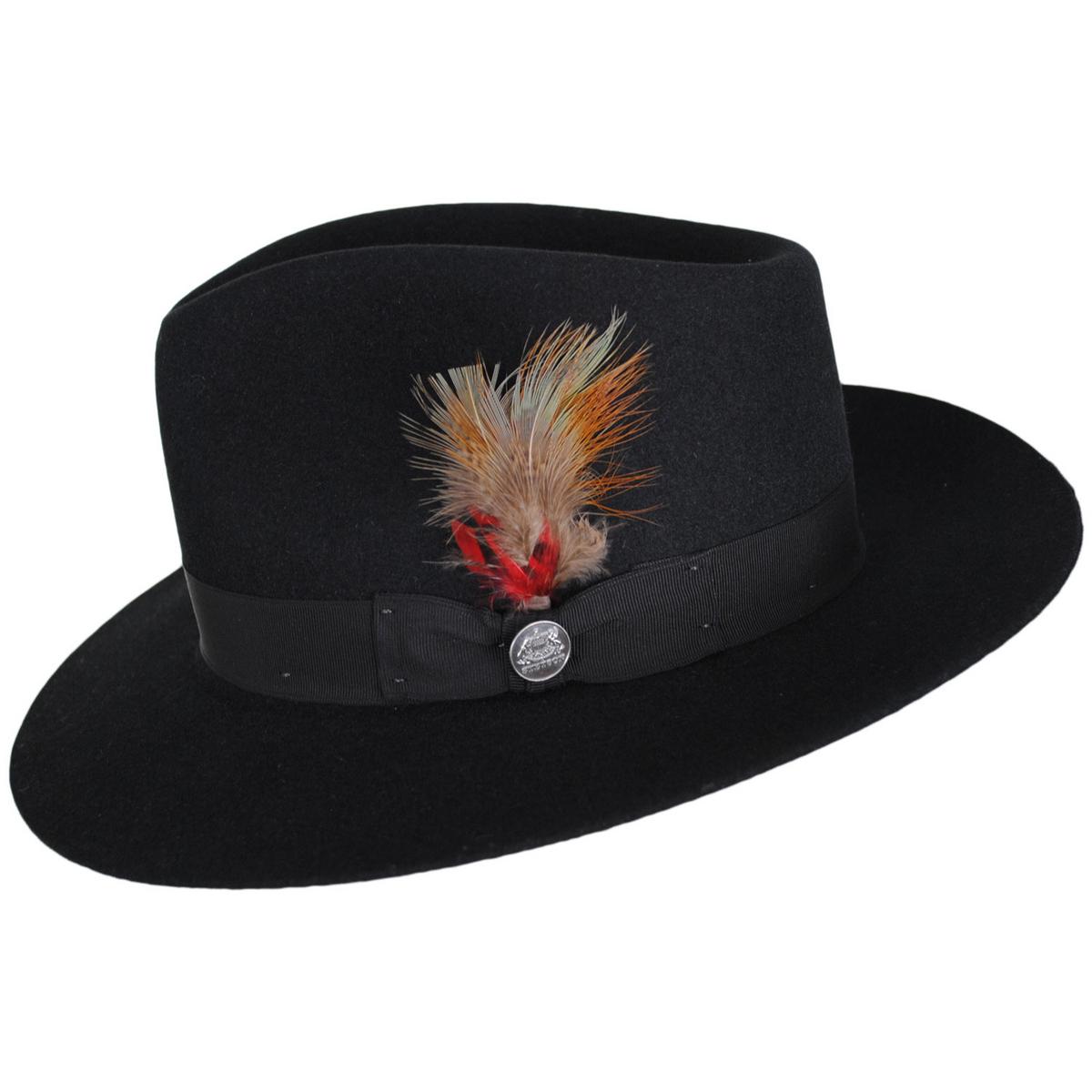Stetson | Downs Fur Felt Fedora Hat | 130687 | profile | BLACK