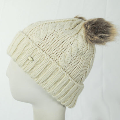 Scala | Maddie Pom Pom Satin Beanie Hat | 500050 | profile | IVORY