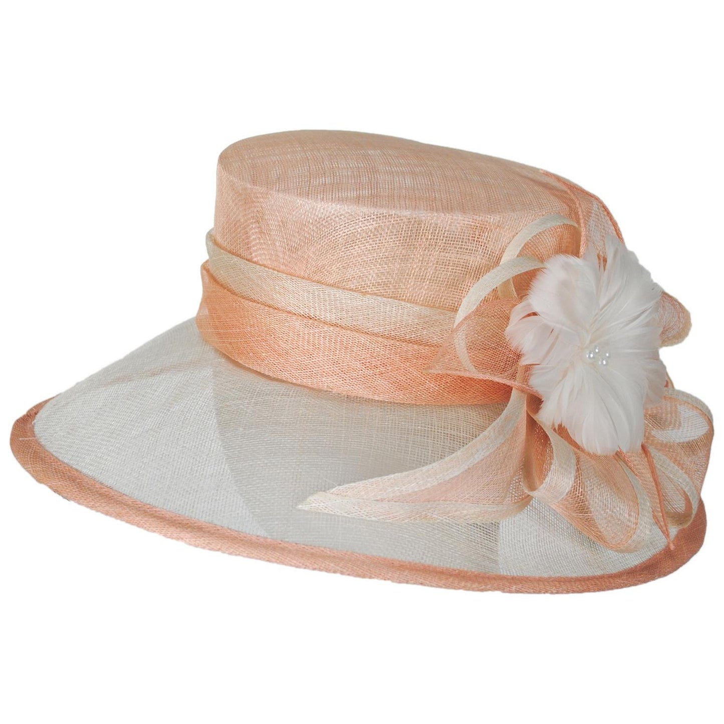 Sophia | Poudre Sinamay Straw Boater Dress Hat | 122982 | profile | PINK