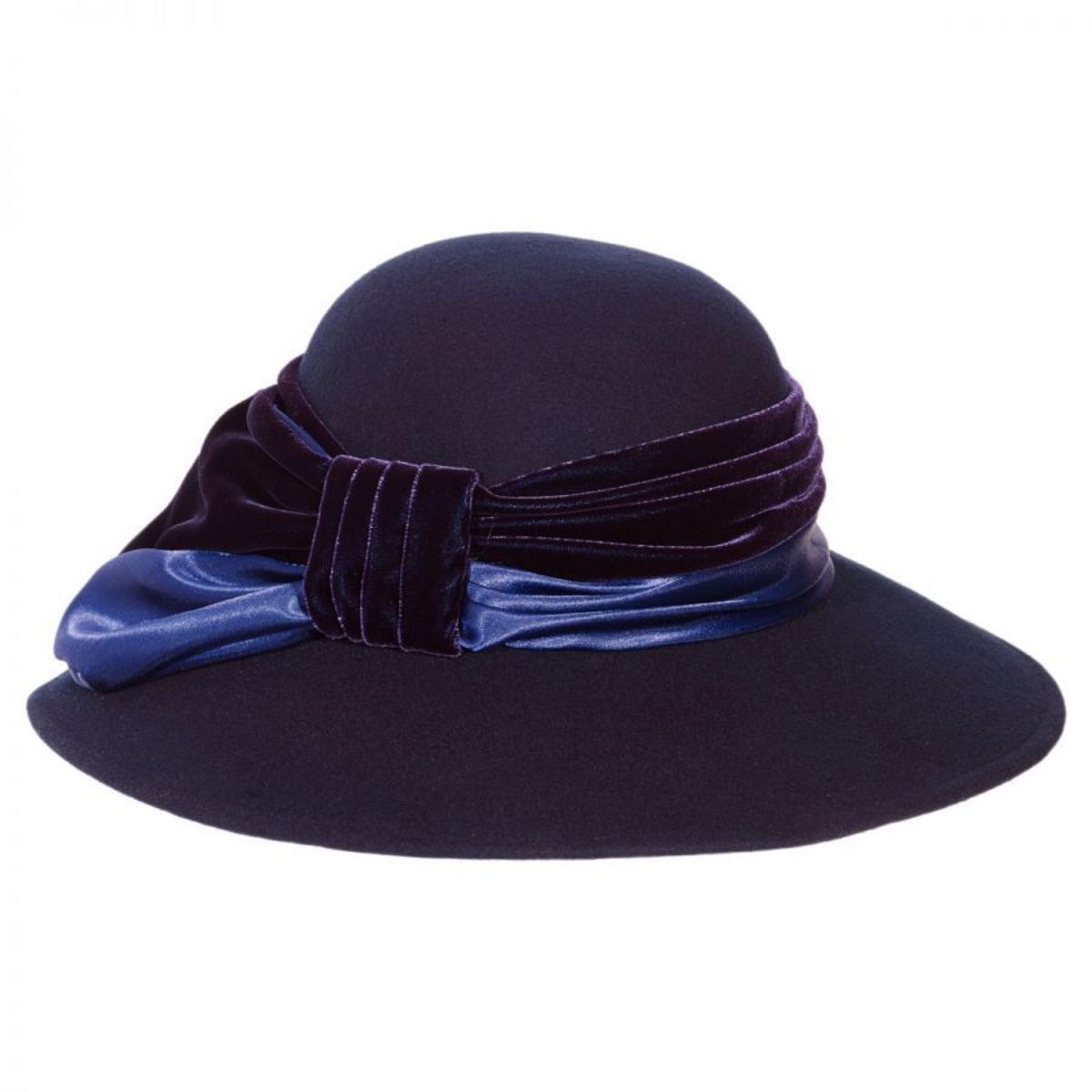 Toucan Collection | Satin Velvet Drape Wool Felt Hat - Made to Order