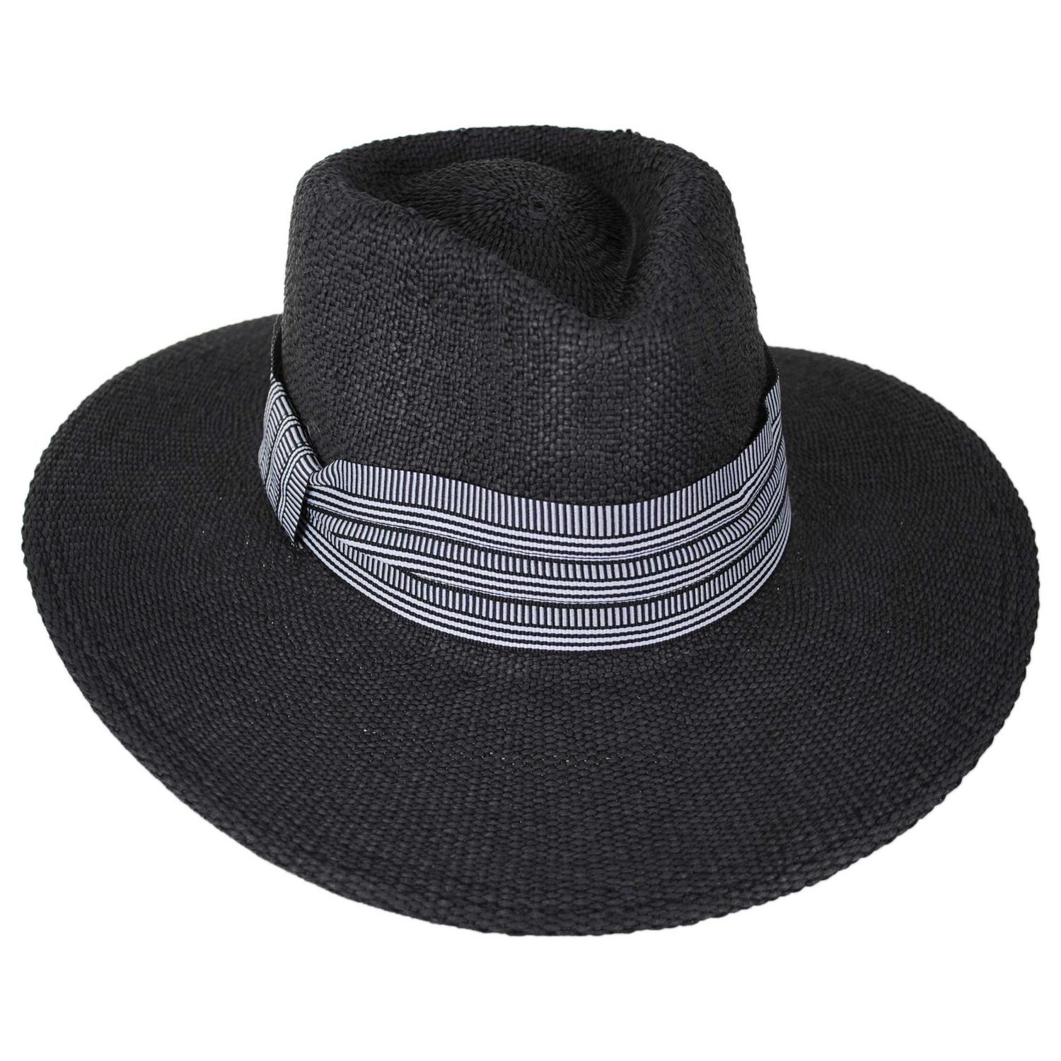 NIKKI BEACH | Jane Toyo Straw Fedora Hat | 102654 | lead | BLACK