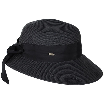 Scala | Assymetrical Toyo Braid Facesaver Cap | 101551 | profile | BLACK