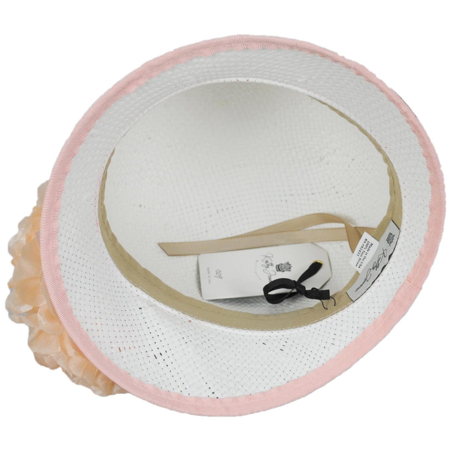 Kathy Jeanne | Peony Trio Toyo Straw Cloche Hat | 122440 | under | WHITE/PEACH