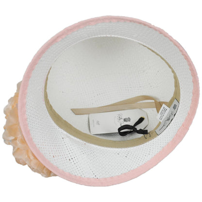 Kathy Jeanne | Peony Trio Toyo Straw Cloche Hat | 122440 | under | WHITE/PEACH