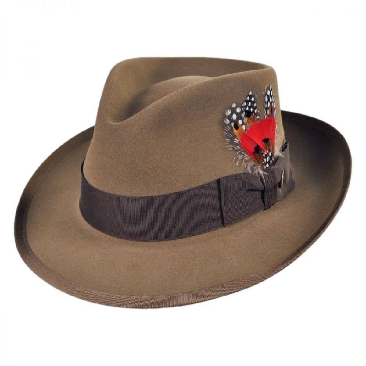 Stetson | Whippet Fur Felt Fedora Hat | 130635 | lead | TAWNY