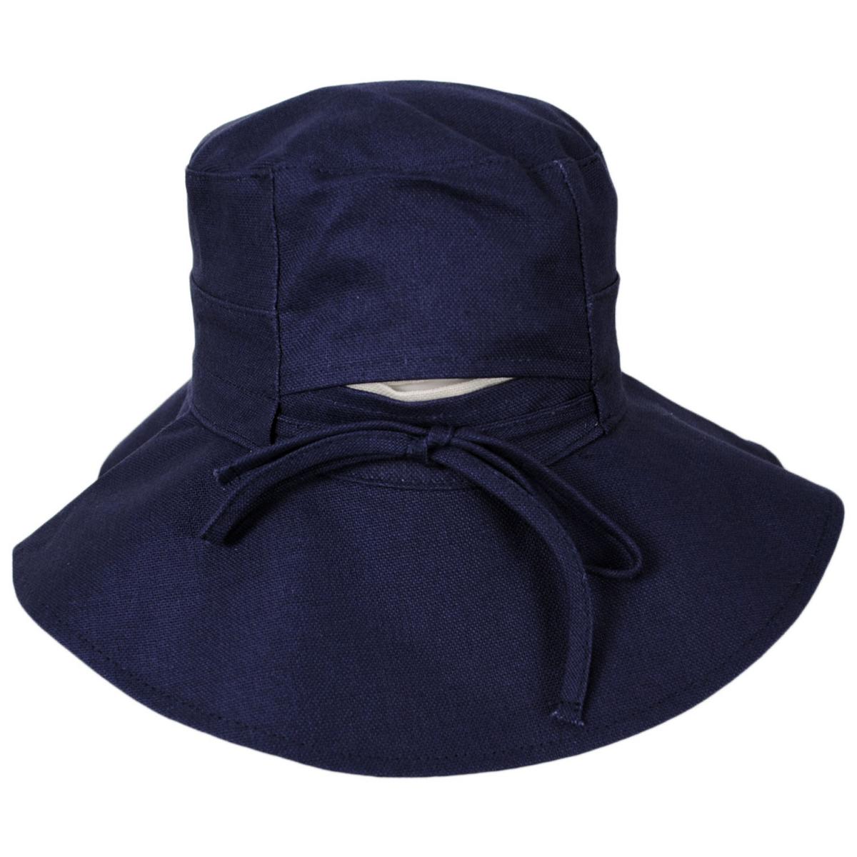 Scala | Alma Ponytail Cotton Bucket Hat | 106443 | detailone | NAVY
