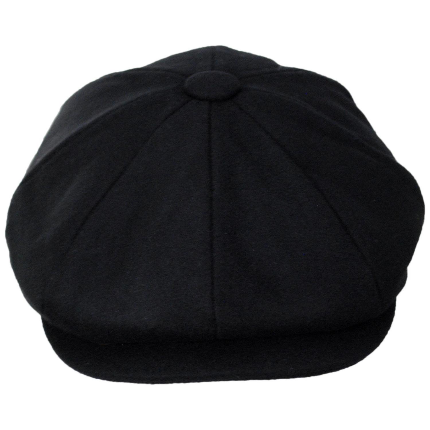 Jaxon Hats | Harlem Wool Blend Newsboy Cap | 167791 | front | BLACK