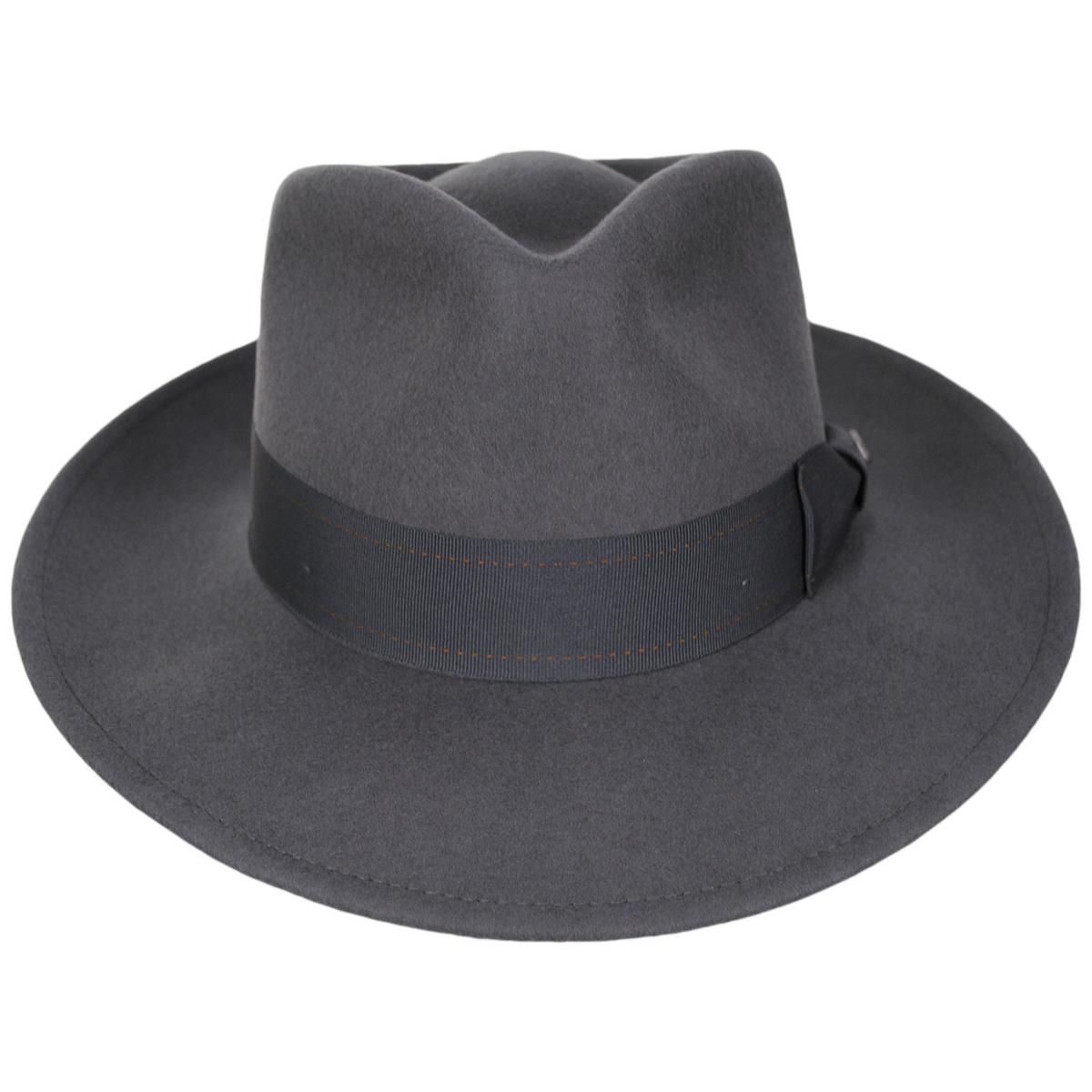 BRIXTON HATS | Swindle Convertabrim Wool Felt Fedora Hat | 135605 | front | GREY/GREY