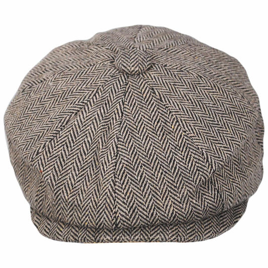 Jaxon Hats | Kid's Herringbone Wool Blend Newsboy Cap | 512100 | front | BROWN