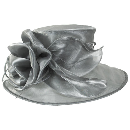 Sophia | Grand Rose Organza Dress Hat | 122963 | front | GREY
