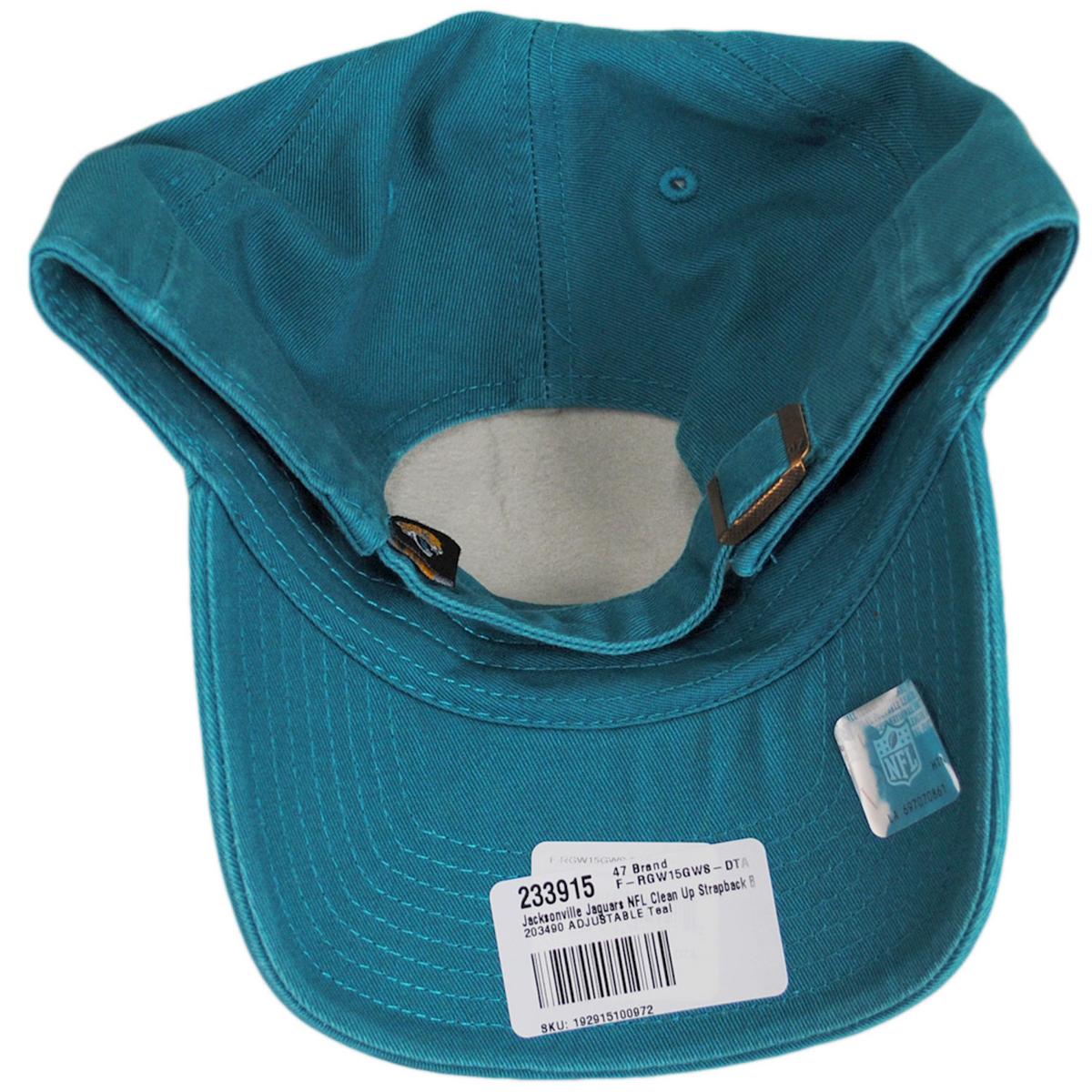 47 Brand | Jacksonville Jaguars NFL Clean Up Strapback Baseball Cap Dad Hat | 203490 | under | TEAL