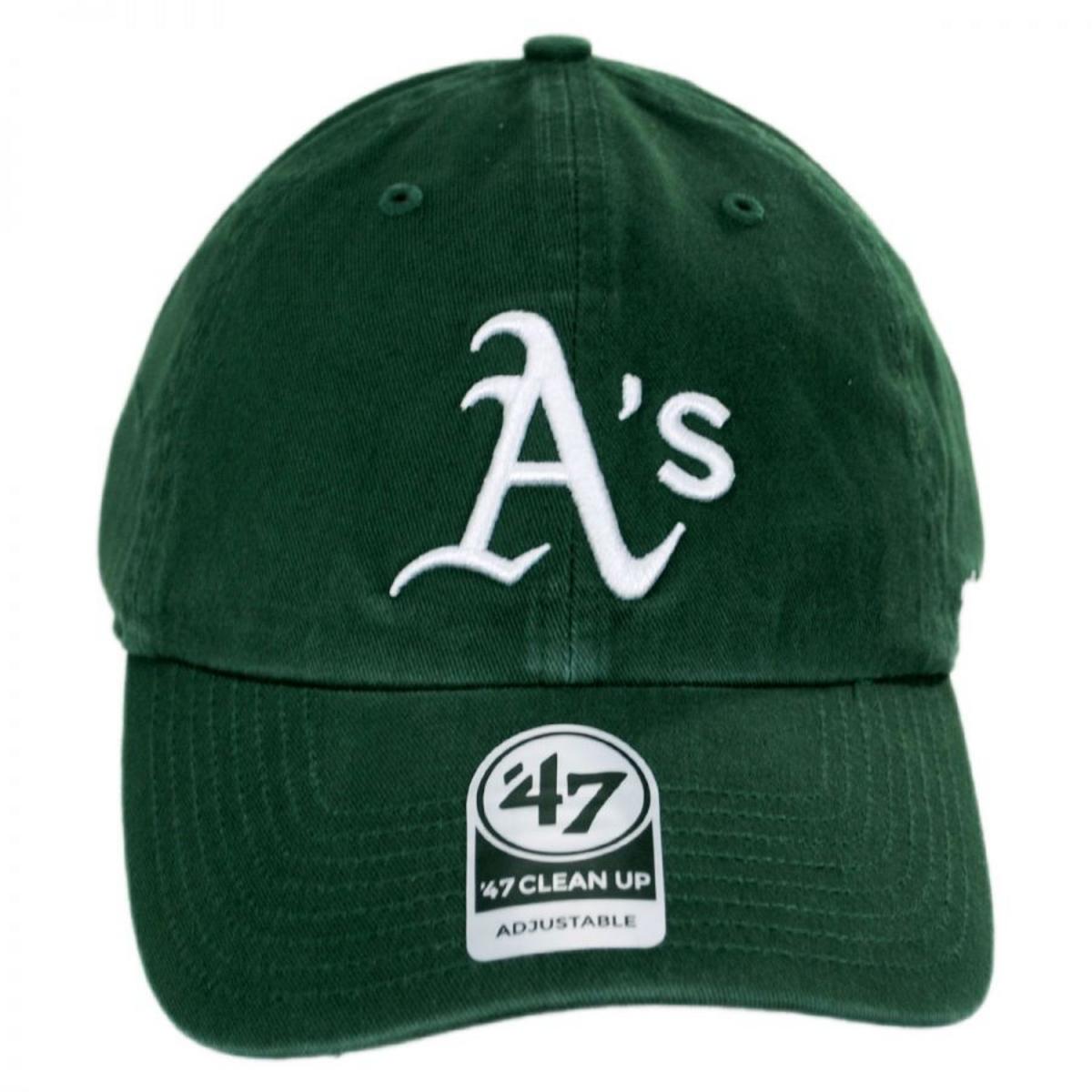 47 Brand | Oakland Athletics MLB Clean Up Strapback Baseball Cap Dad Hat | 203122 | front | DARK GREEN