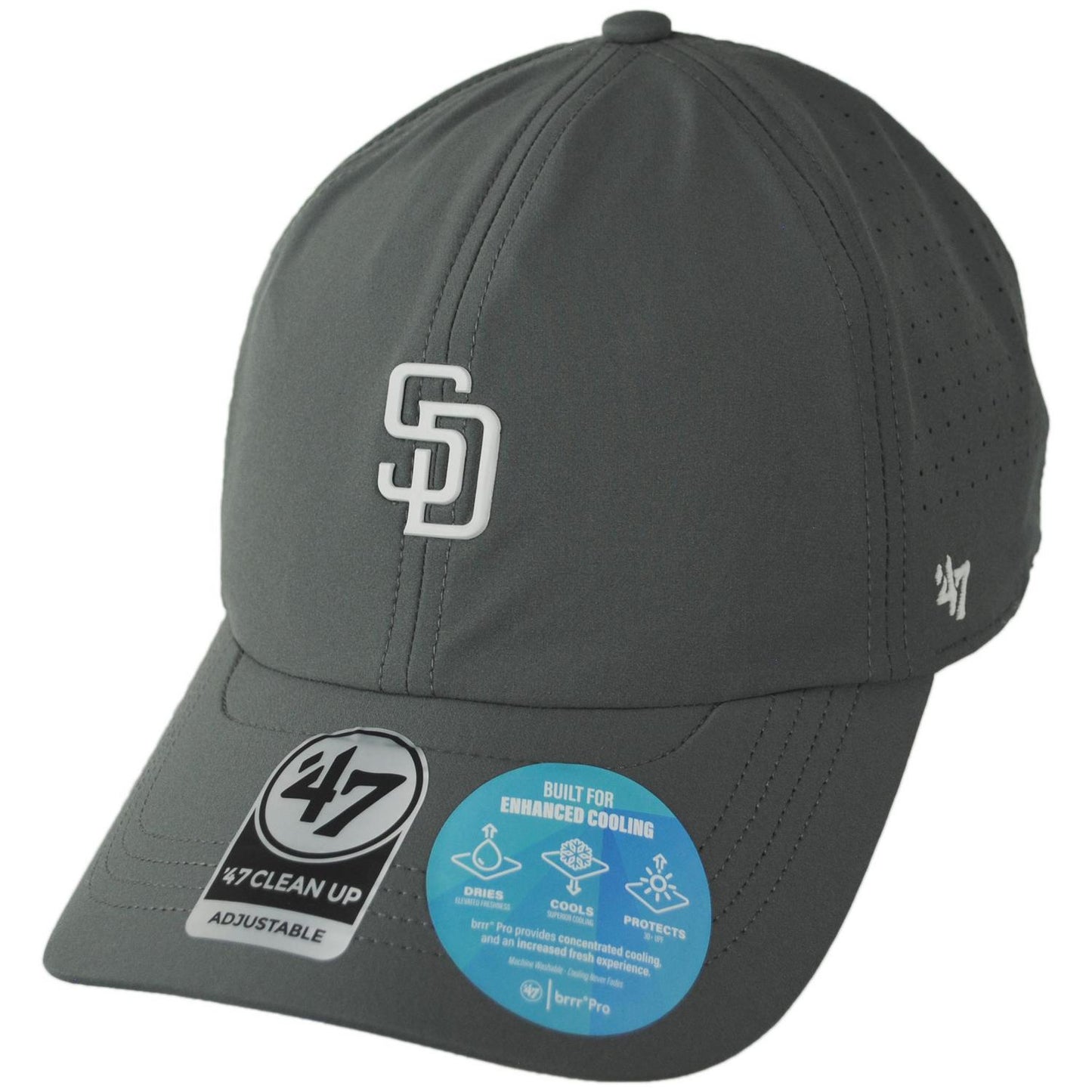 47 Brand | San Diego Padres MLB Cycle Clean Up Adjustable Baseball Cap Dad Hat | 204422 | lead | SHADOW GREY