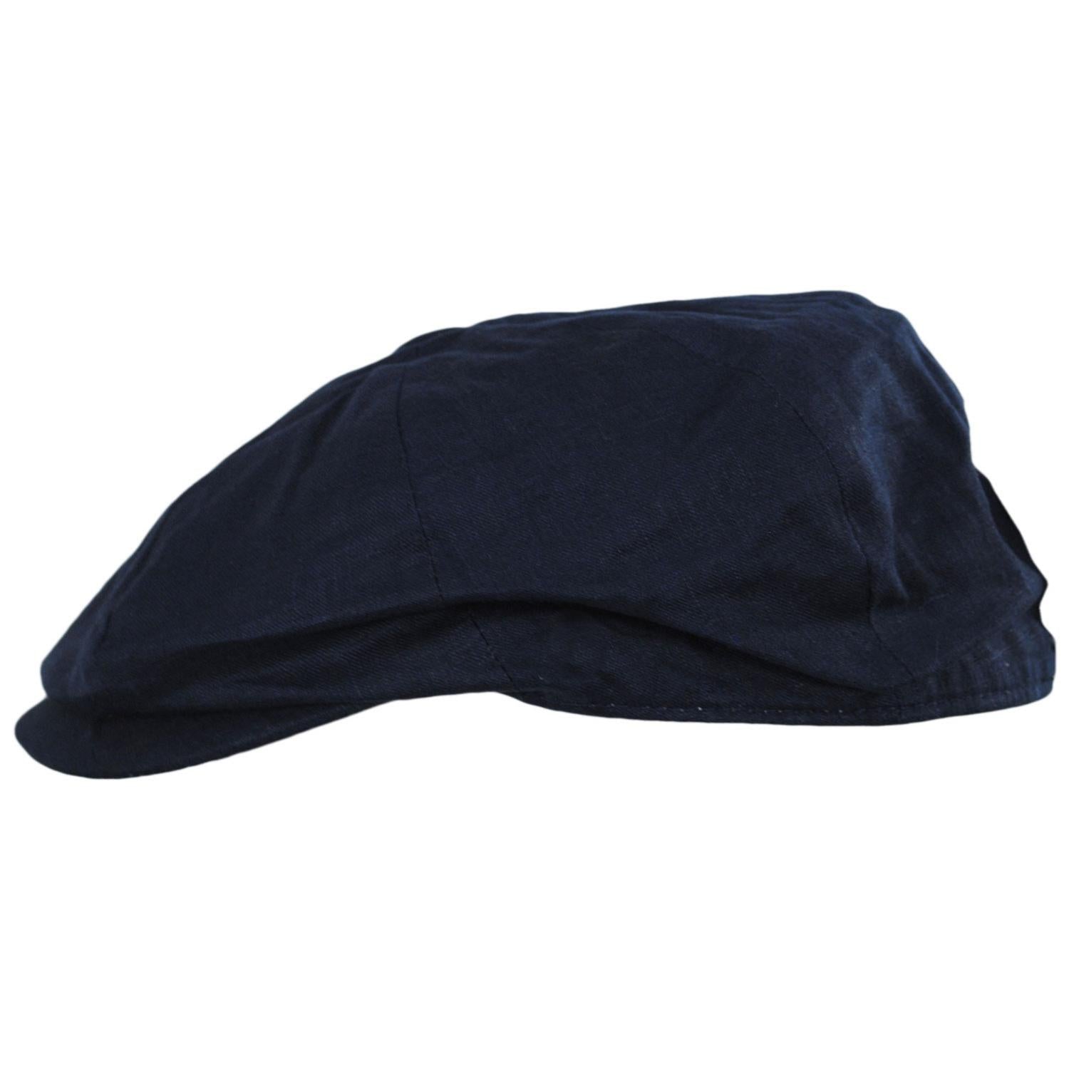 Jaxon Hats | Linen and Cotton Newsboy Cap | 167774 | profile | NAVY BLUE