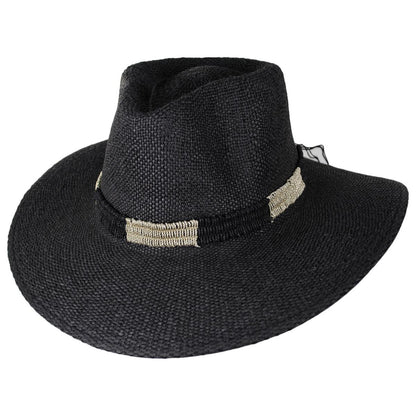 NIKKI BEACH | Angelina Toyo Straw Fedora Hat | 102660 | lead | BLACK