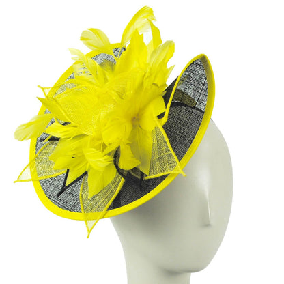 Sophia | Two Tone Folded Sinamay Straw Fascinator Hat | 122902 | front | YELLOW