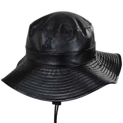 Kangol | Reversible Faux Leather Bucket Hat | 185786 | lead | BLACK