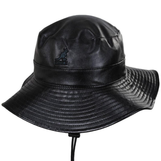 Kangol | Reversible Faux Leather Bucket Hat | 185786 | lead | BLACK