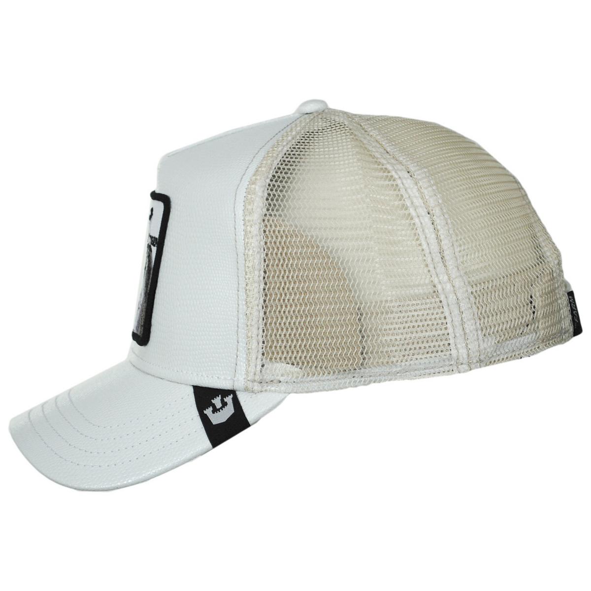 Goorin Bros | The Killer Tiger Vegan Leather Mesh Trucker Snapback Baseball Cap | 200637 | profile | WHITE