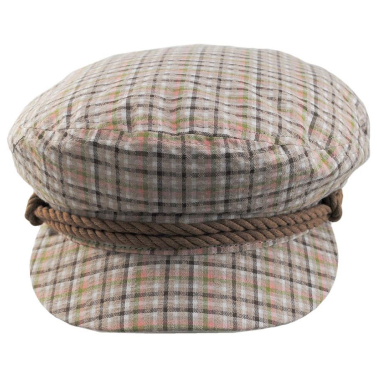 BRIXTON HATS | Plaid Fiddler Cap | 181349 | front | SAND PLAID