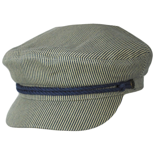BRIXTON HATS | 76 Hickory Stripe Fiddler Cap | 181363 | lead | NAVY/OFF WHITE HICKORY STRIPE
