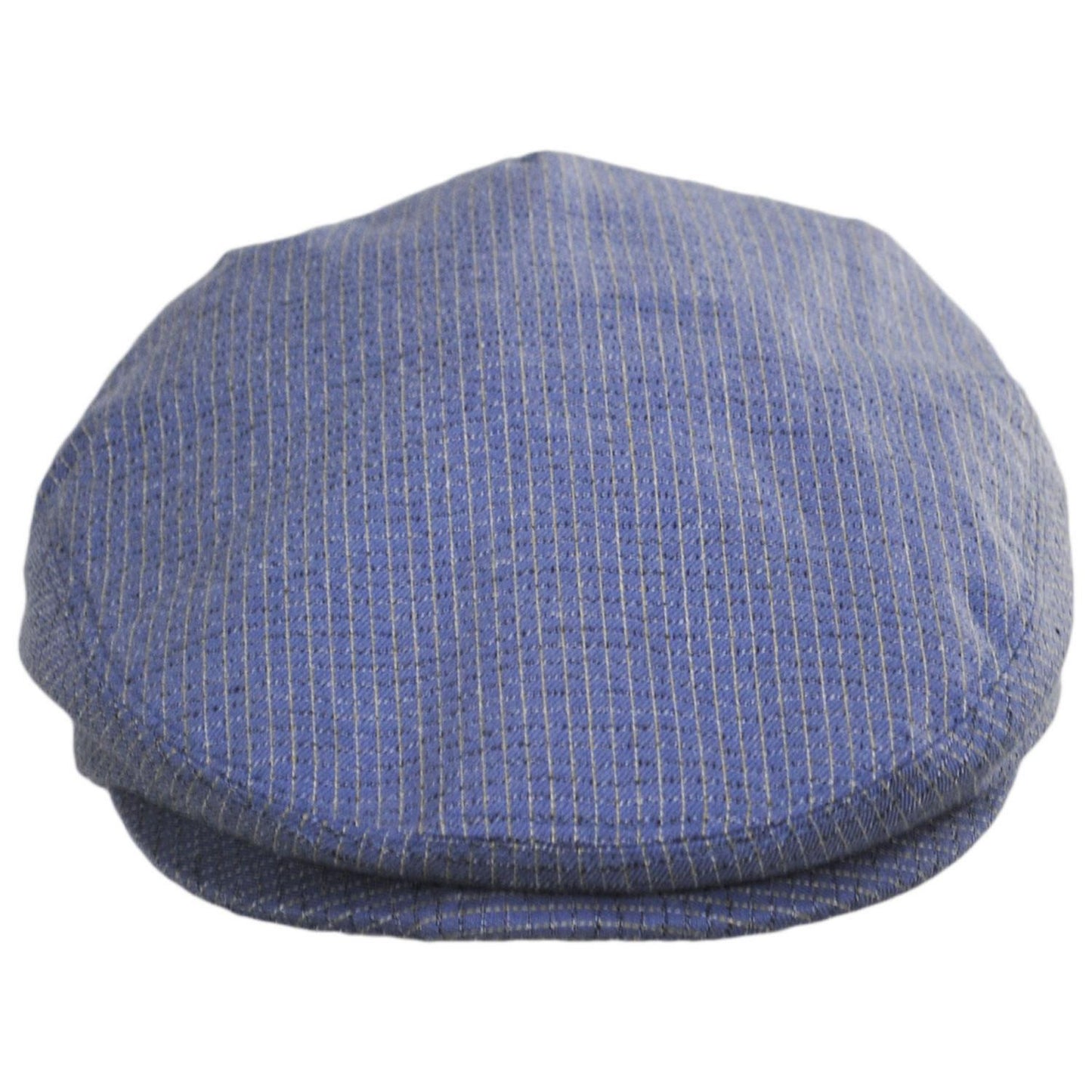 Baskerville Hat Company | Tenby Cotton Mini Windowpane Ivy Cap | 167675 | front | DENIM BLUE