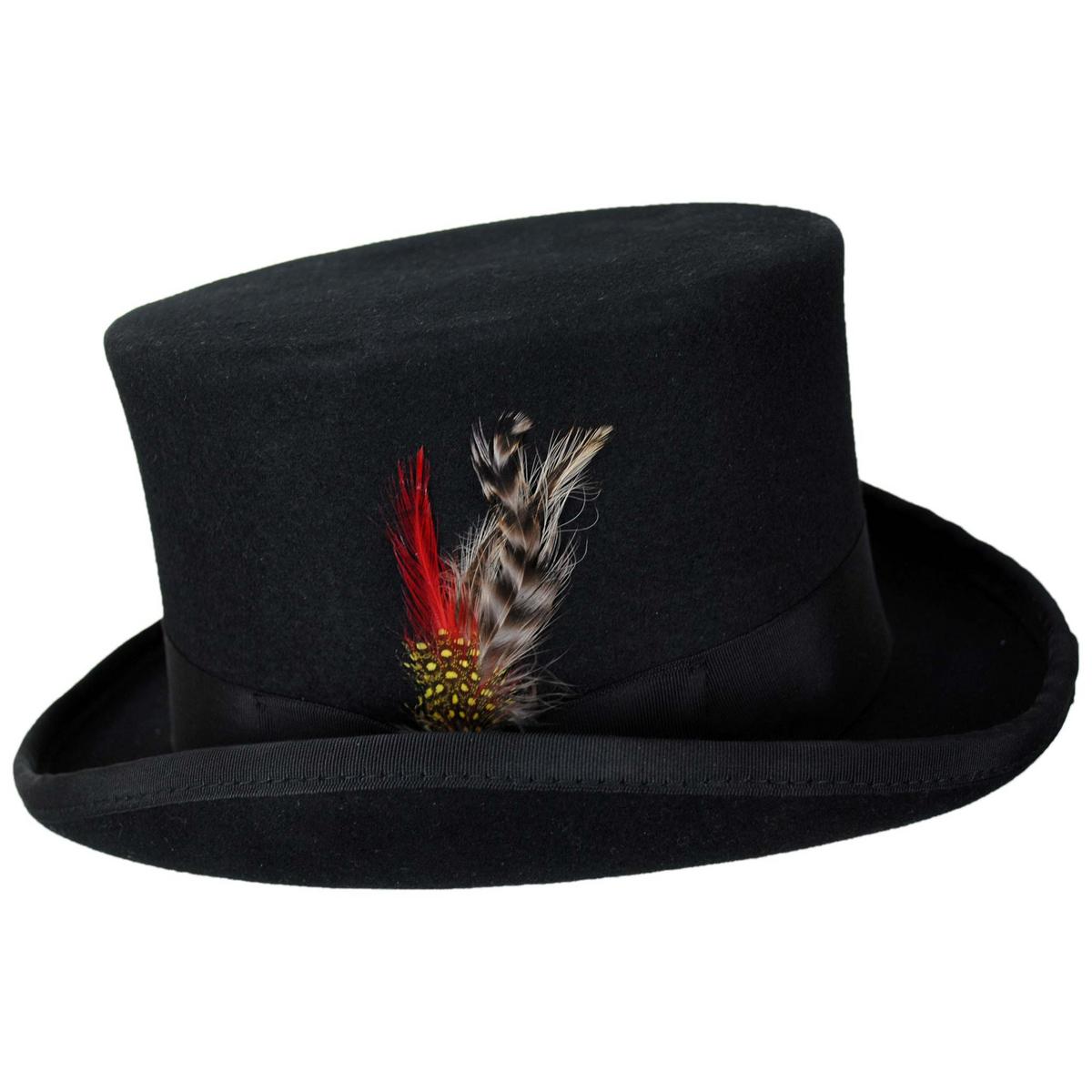 Jaxon Hats | Mid Crown Wool Felt Top Hat | 193700 | profile | BLACK